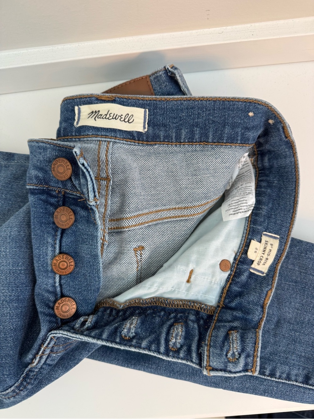 Madewell Medium Blue Skinny Jeans with Button Fly